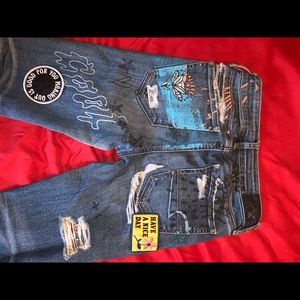 (Bought like this) American eagle super stretch skinny jeans size 0
